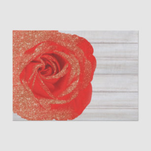 Rot Gold Glitter Rose Weiß Holz Shabby Chic Seidenpapier