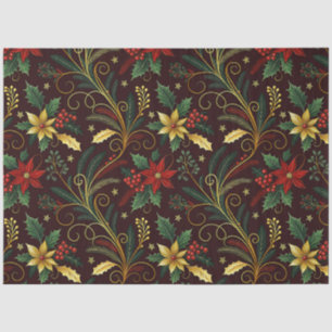 Rot Gold Grün Weihnachtsblumen Decoupage  Seidenpapier