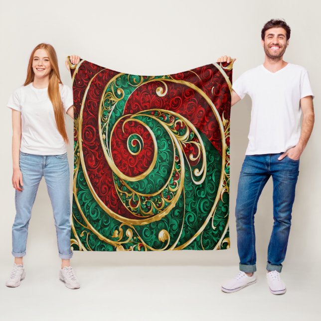 Rot Gold Grüne Ferien Fleece Decke (Beispiel)