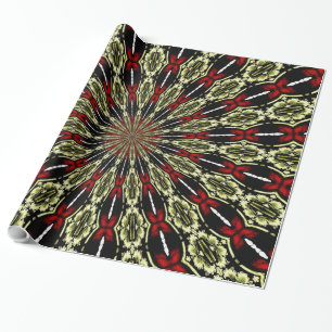 Rot-Gold-Hartglas-Fenster Kaleidoskop Geschenkpapier