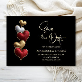 Rot-Gold-Herzen Hochzeit Save-the-Date Save The Date