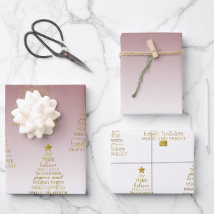 Rot Gold Inspirierender Weihnachtsbaum Frieden Fre Geschenkpapier Set