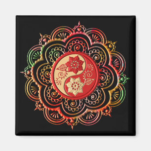 Rot & Gold Mandala Magnet