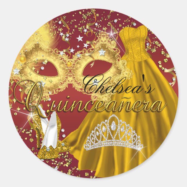 Rot-Gold Masquerade Sticker (Vorderseite)