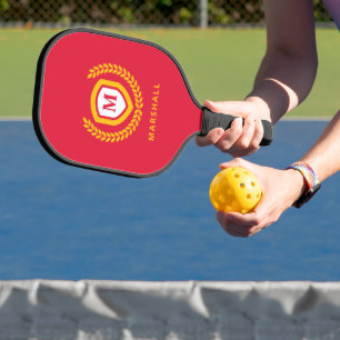 Rot-Gold-Monogram-Logo-Wappen Pickleball Schläger