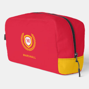 Rot-Gold-Monogram-Logo-Wappen Waschbeutel