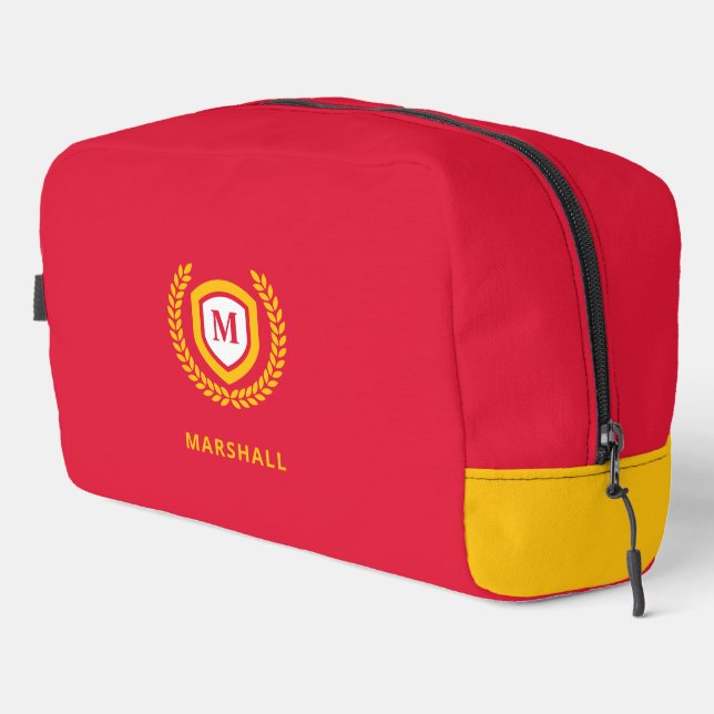 Rot-Gold-Monogram-Logo-Wappen Waschbeutel (Rechte Ecke)