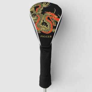 Rot Gold Schwarz Fantasy Chinesischer Drache Golf Headcover