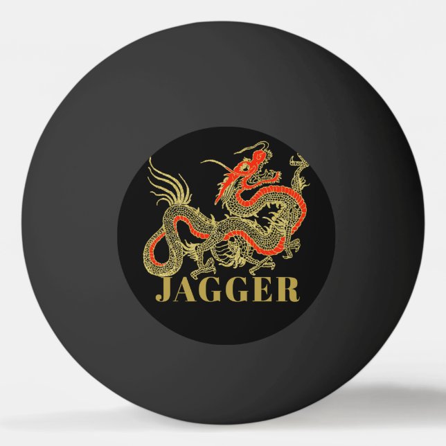 Rot Gold Schwarz Fantasy Chinesischer Drache Monog Tischtennisball (Vorderseite)