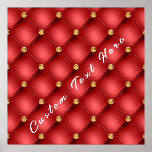 Rot-Gold-Tuftposter mit individuellem Text Poster