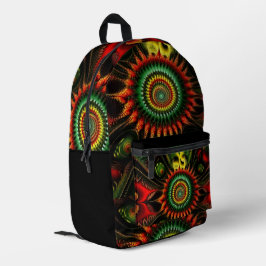 Rot, Gold und Grün Abstrakt Bedruckter Rucksack