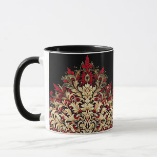Rot Gold und Schwarz Damast Tasse