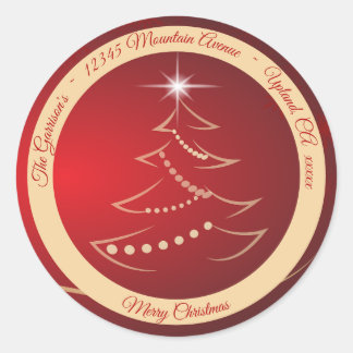 Rot & Gold Weihnachts-Rücksende-Adressetikett-Sieg Runder Aufkleber