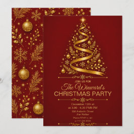 Rot-Gold-Weihnachtsfeier Einladung