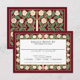 Rot Gold Weiße Floralschwert Königliche Hochzeit R RSVP Karte
