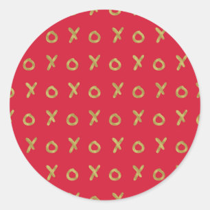 Rot & Gold X O XO XO's Trendige Süße Runder Aufkleber