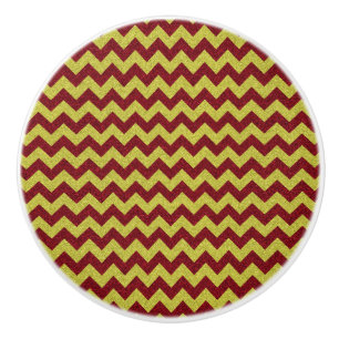 Rot & Gold Zickzack Glitter Keramikknauf