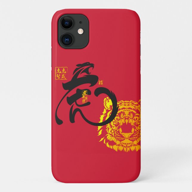 Rot & Golden Tiger Schwarzes Symbol Chinoiserie Ch Case-Mate iPhone Hülle (Rückseite)