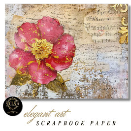 Rot-goldene Blumenschrift Scrapbook-Papier