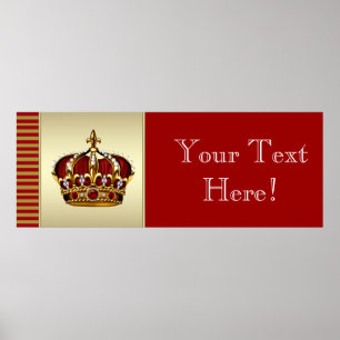 Rot-goldene Kronen-Prinz-Baby-Shower-Flagge Poster