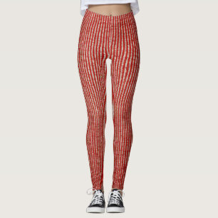 Rot-goldener dünner vertikaler Streifen-Stofftextu Leggings