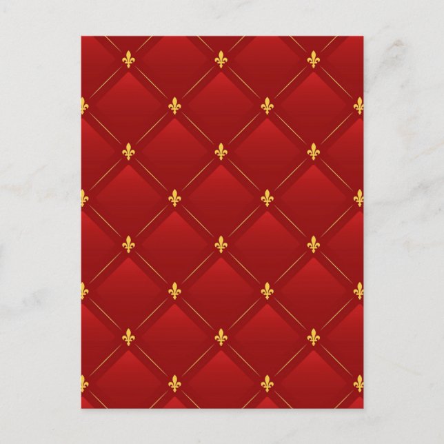 Rot-goldener Jugendstil-Muster Postkarte (Vorderseite)