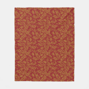 Rot-goldenes Blumenmuster Fleecedecke