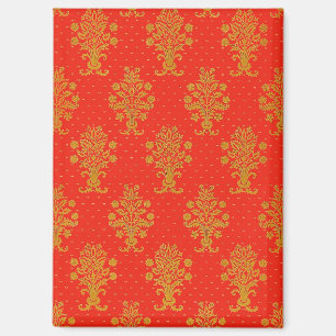 Rot-goldenes Blumenmuster Magnet