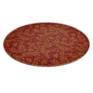 Rot-goldenes Blumenmuster Schneidebrett