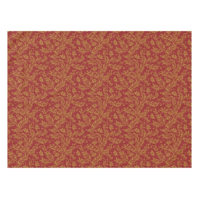 Rot-goldenes Blumenmuster Tischdecke (Vorderseite (Horizontal))