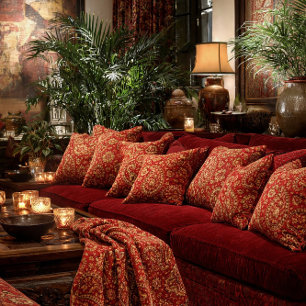 Rot-goldenes Paisley-Wurfkissen - Inneneinrichtung Decke