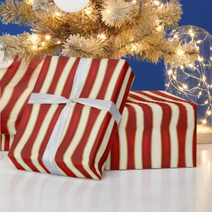 Rot-goldenes Streifenmuster – modernes Weihnachten Geschenkpapier