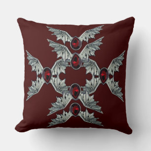Rot-Gothic Stone Bat Wings Throw Kissen
