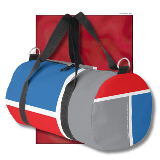 Rot, grau, blau und Ihr Text, dreifarbig Duffle Bag
