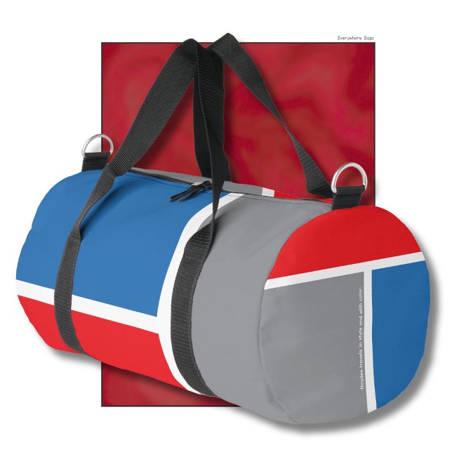 Rot, grau, blau und Ihr Text, dreifarbig Duffle Bag (Von Creator hochgeladen)