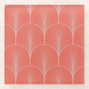Rot-grau Deko, Vintage Tapete. Glasuntersetzer