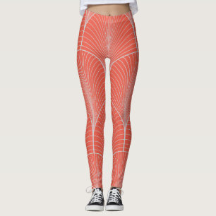 Rot-grau Deko, Vintage Tapete. Leggings