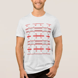 Rot-Grau-Horizontale Reihen Südwesten Abstrakt aus Tri-Blend Shirt