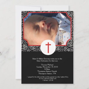Rot/Grau/Schwarz Taufe Baby Dedication 12x18 Einladung