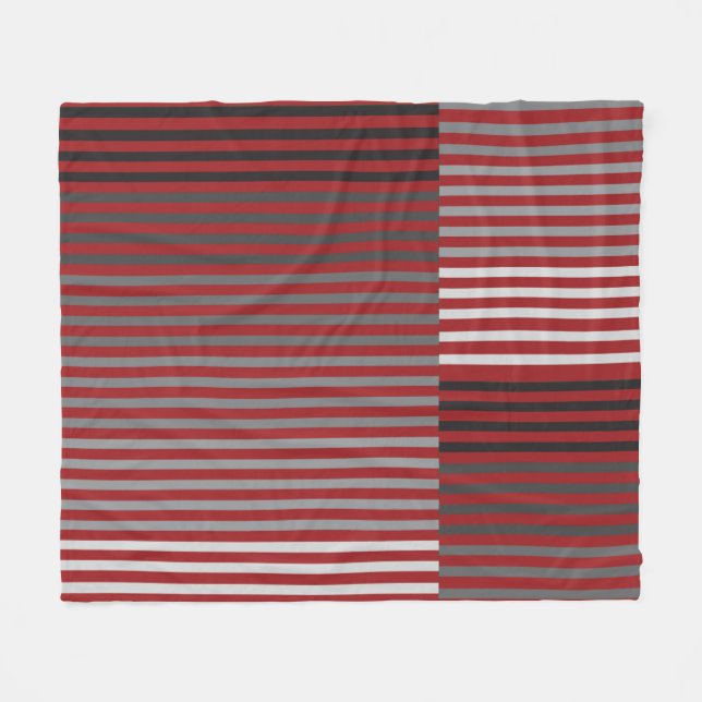 Rot, Grau, Schwarz, Weiße Streifen Fleecedecke (Vorderseite (Horizontal))