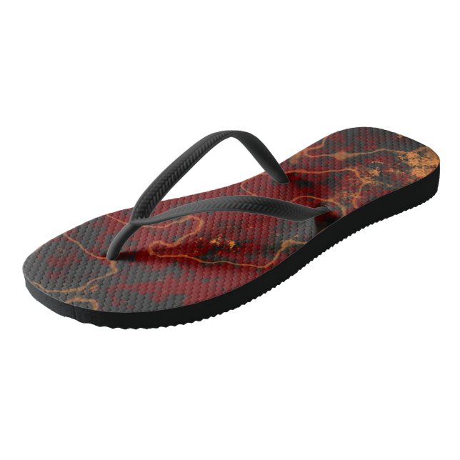 Rot, grau und orange Abstrakt Flip Flops (Schrägansicht)