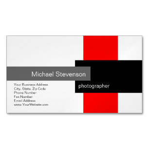Rot Grau Weiß Schwarz Minimalistisch Modern Schlic Magnetische Visitenkarte