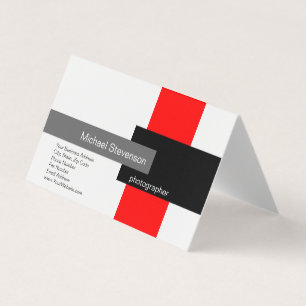 Rot Grau Weiß Schwarz Minimalistisch Modern Schlic Visitenkarten