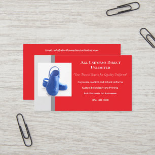 Rot graublaue medizinische Clogs Uniform Visitenkarte