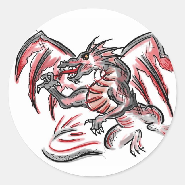 Rot-Graudrachenaufkleber Runder Aufkleber (Vorderseite)