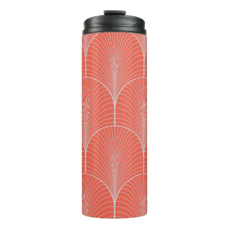 Rot-graue Art Deco, vintage Tapete. Thermosbecher