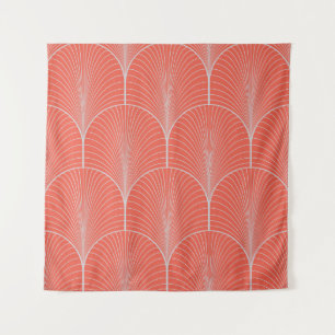 Rot-graue Art Deco, vintage Tapete. Wandteppich