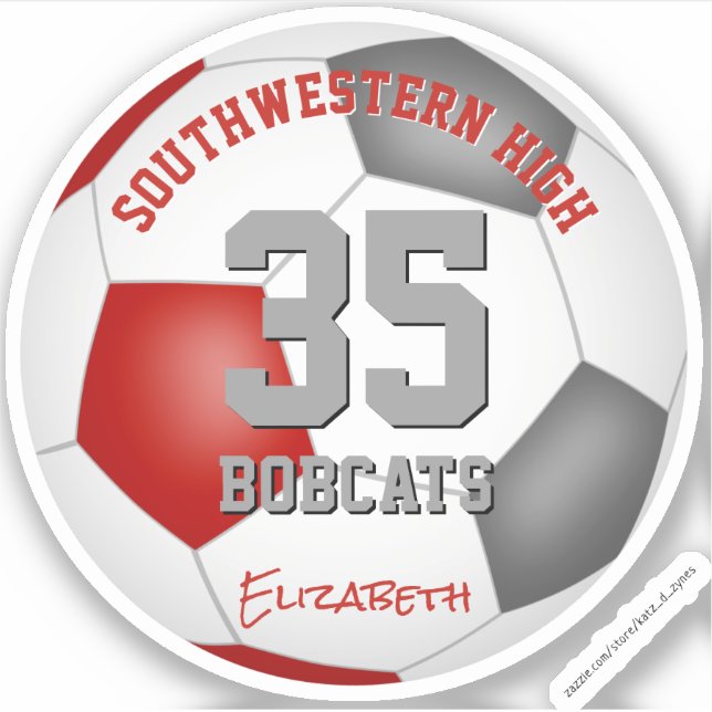 Rot-graue Kinder Teenager in den Farben der Fußbal Aufkleber (Vorderseite)