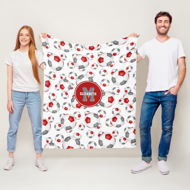 Rot graue Mannschaft Farben Jungs Fußball Muster Fleecedecke (Beispiel)