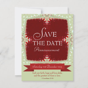 Rot + Grün bestickte Save-the-Date-Hochzeits-Einla Einladung
